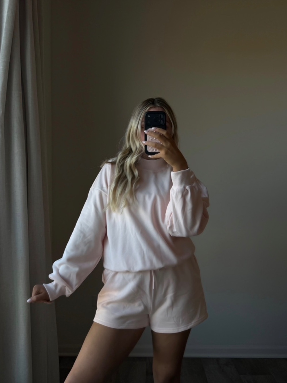 Light Pink Women's Pullover mockneck set